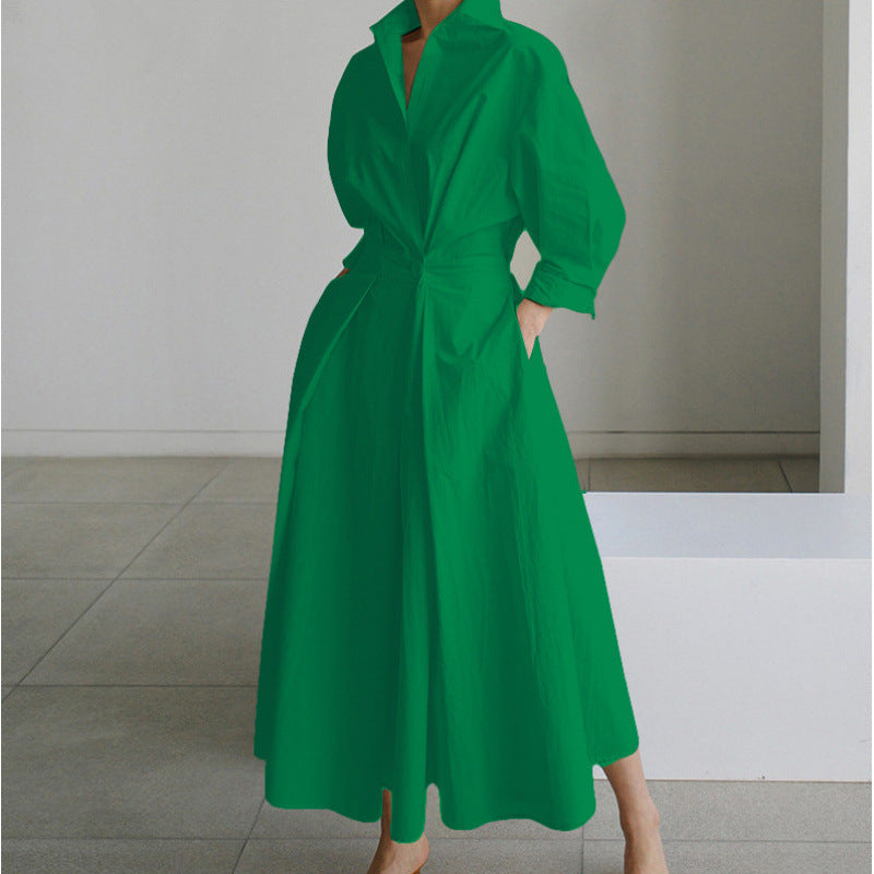 Women's Wrap Long Sleeve Shirt Maxi Dress