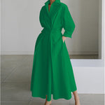 Women's Wrap Long Sleeve Shirt Maxi Dress