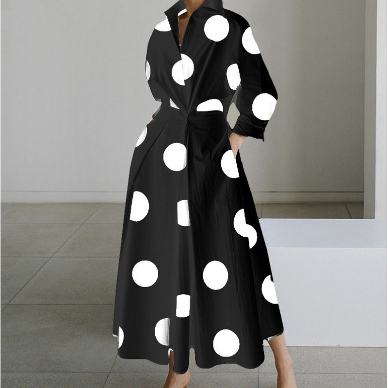 Women's Wrap Long Sleeve Shirt Maxi Dress