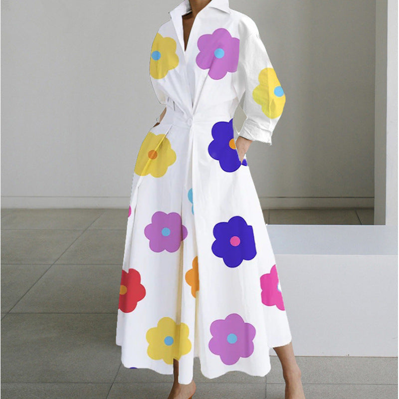 Women's Wrap Long Sleeve Shirt Maxi Dress