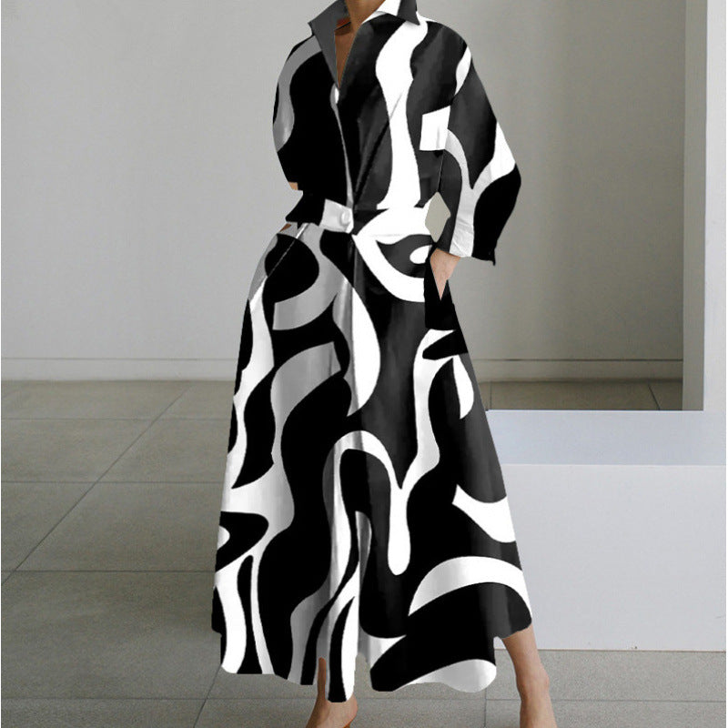 Women's Wrap Long Sleeve Shirt Maxi Dress