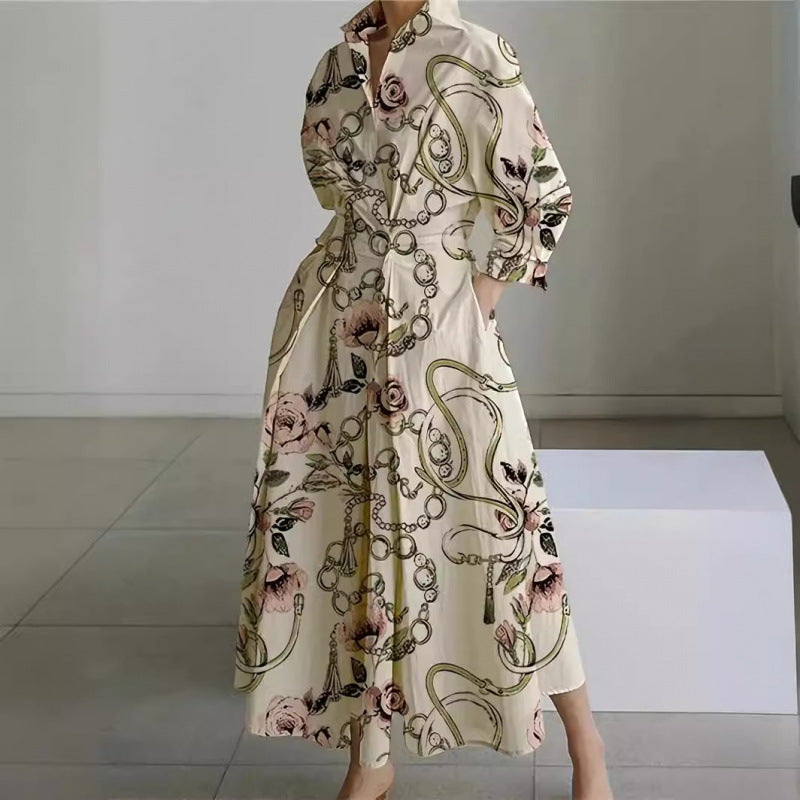 Women's Wrap Long Sleeve Shirt Maxi Dress