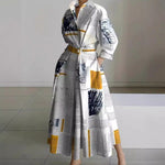 Women's Wrap Long Sleeve Shirt Maxi Dress