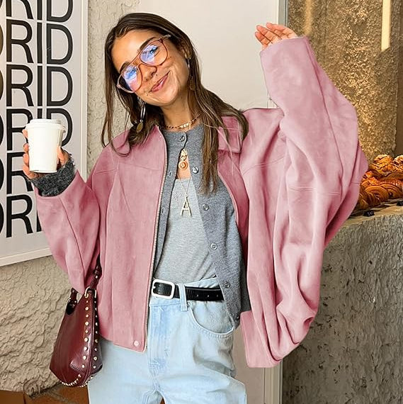 Women’s Zip Front Cropped Bomber Jacket