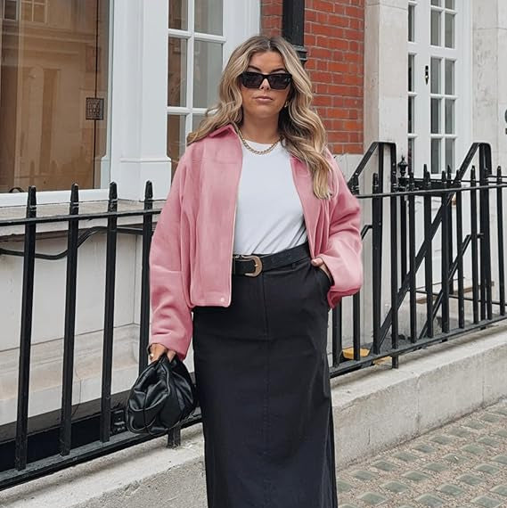 Women’s Zip Front Cropped Bomber Jacket