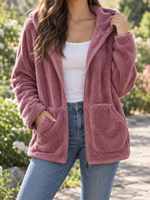 Women's Zip-Front Patch-Pocket Fleece Hoodie