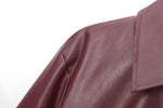 Women’s Zip Front Wide Collar Cropped Leather Look Jacket