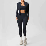 Women's Zip-Jacket 3-Piece Leggings Gym Set