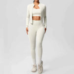 Women's Zip-Jacket 3-Piece Leggings Gym Set