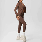 Women's Zip-Jacket 3-Piece Leggings Gym Set